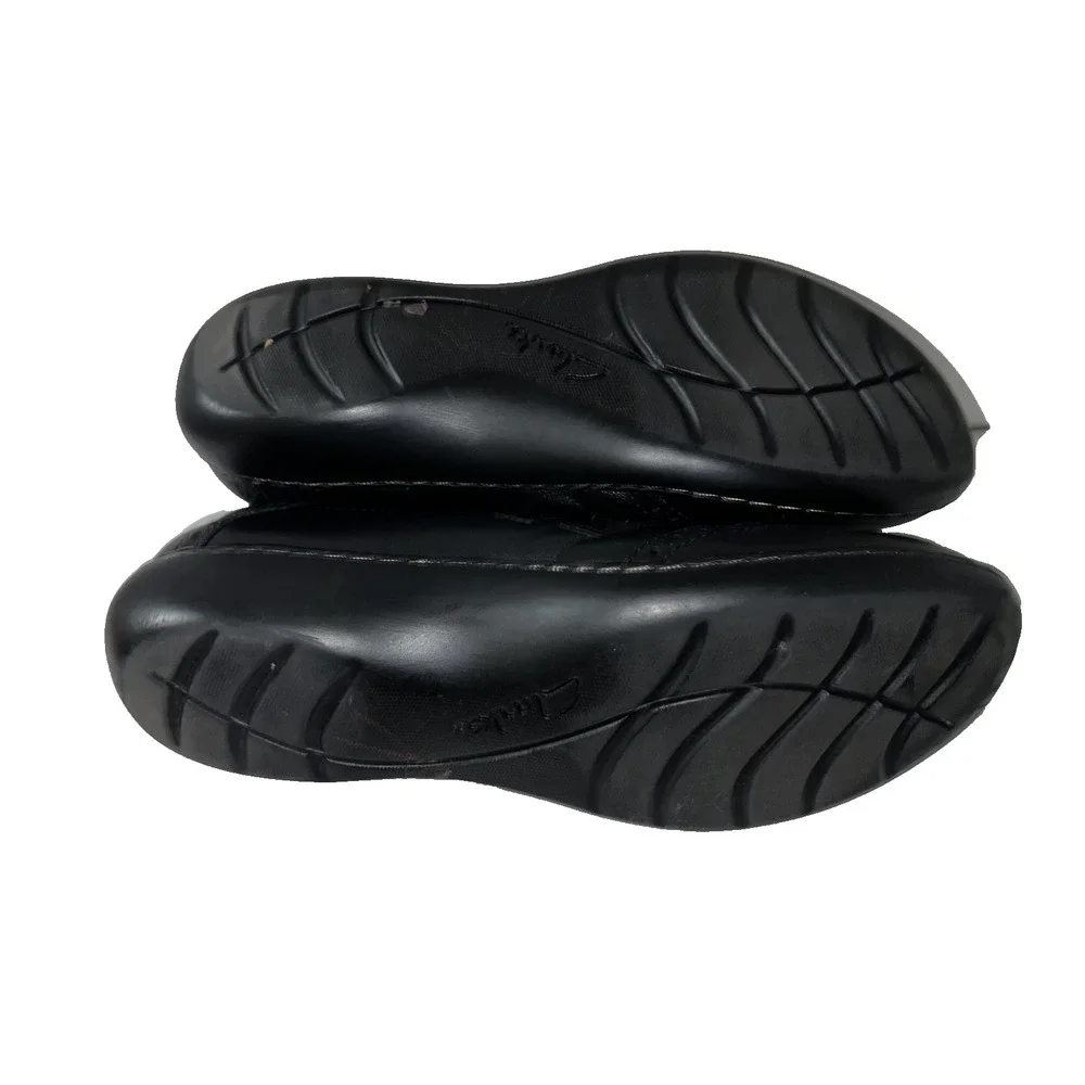 Clarks Bendables Black Leather Double Buckle Mary Jane Brogue Shoes Womens 9.5M